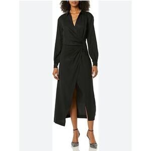 TEREA Dress Medium Raina Draped Crossover Wrap Maxi Side Zip High Front Slit NWT